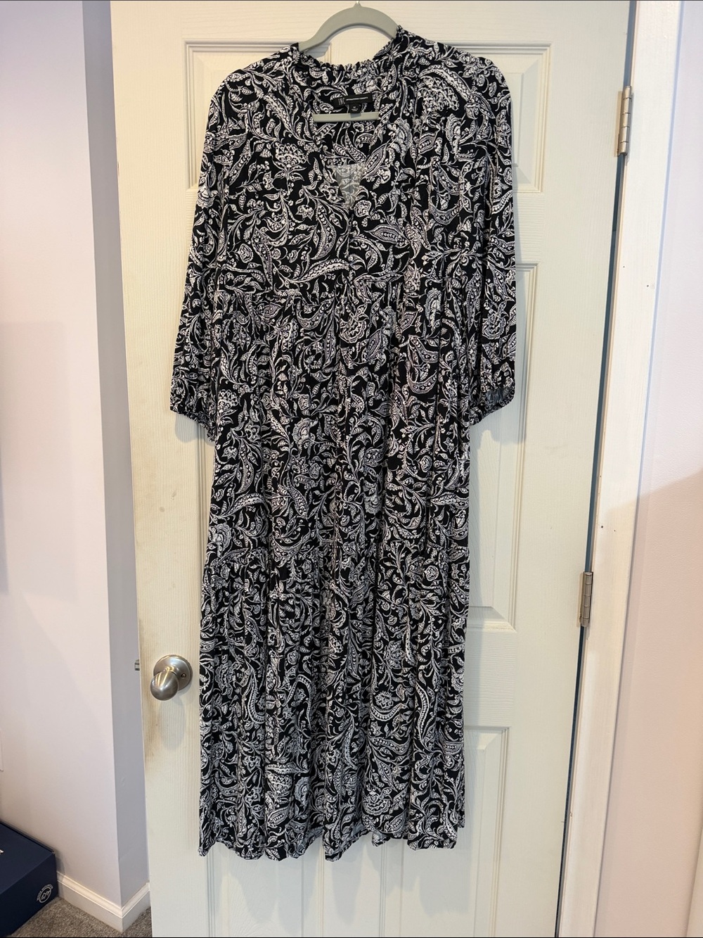 INC International Concepts Black and White Paisley Midi Dress
